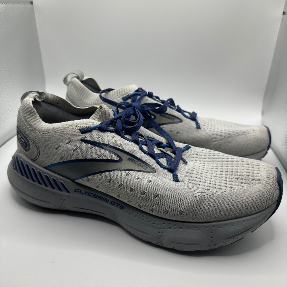 Brooks Glycerin GTS 20 Men's Running Shoes Grey Blue StealthFit Sz 8